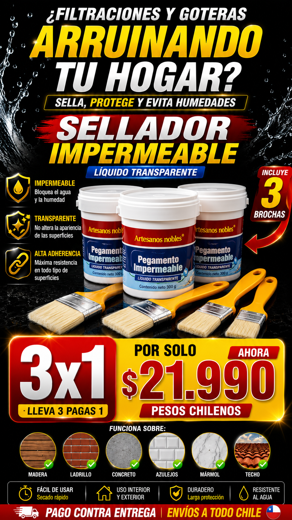 PACK X3 SELLADOR IMPERMEABLE 300g