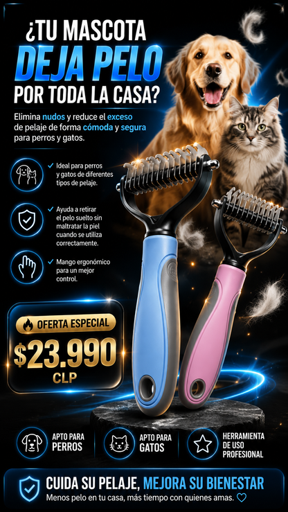 FurClean Pro™ | Cepillo Deslanador Profesional para Perros y Gatos