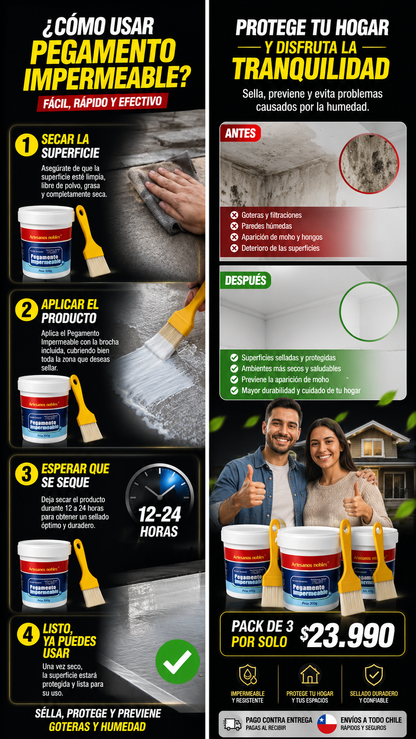 PACK X3 SELLADOR IMPERMEABLE 300g + 3 BROCHAS GRATIS