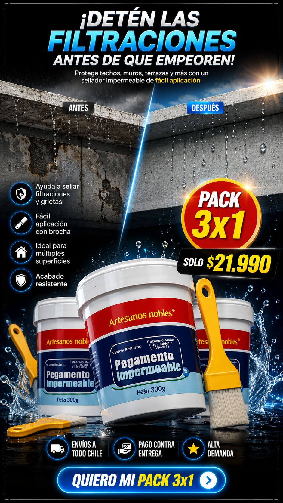 PACK X3 SELLADOR IMPERMEABLE 300g